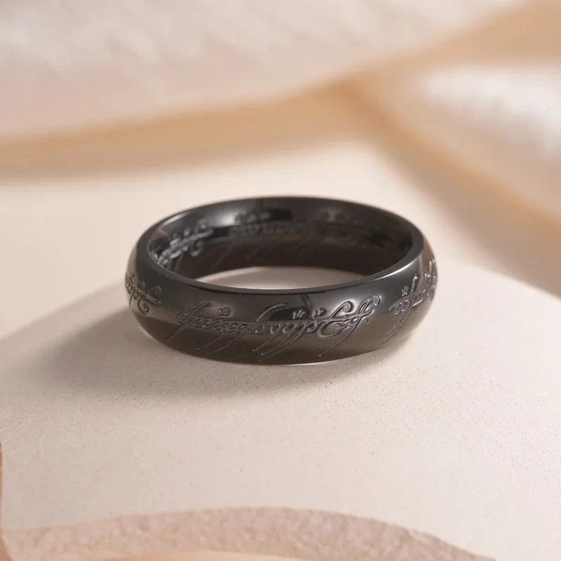 Ring 1. Rings of Power 3D Carved Engraving the Ring for Men Gold Plated Stainless Steel Master Ring Jewelry Gifts Width 6MM Horaclek