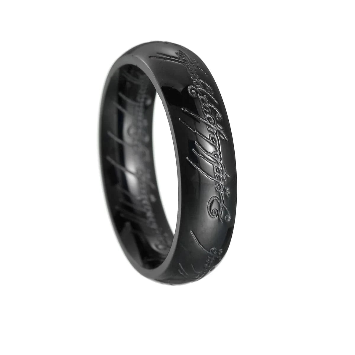 Ring 1. Rings of Power 3D Carved Engraving the Ring for Men Gold Plated Stainless Steel Master Ring Jewelry Gifts Width 6MM black / 10 Horaclek
