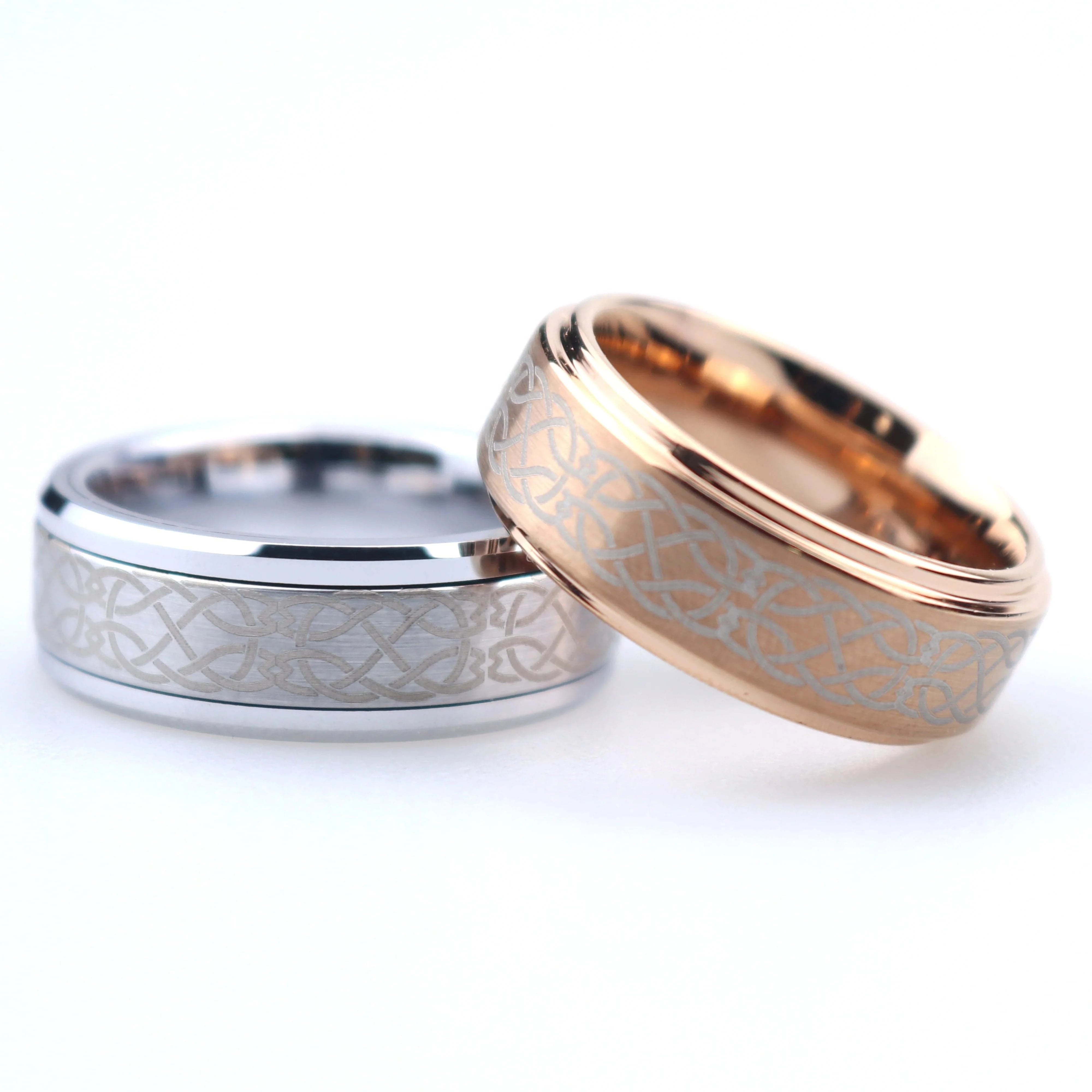 Ring 10. POYA Celtic Knot Ring Men's Tungsten Ring Celtic Wedding Band Rose Gold Plated Unisex Irish Ring Horaclek