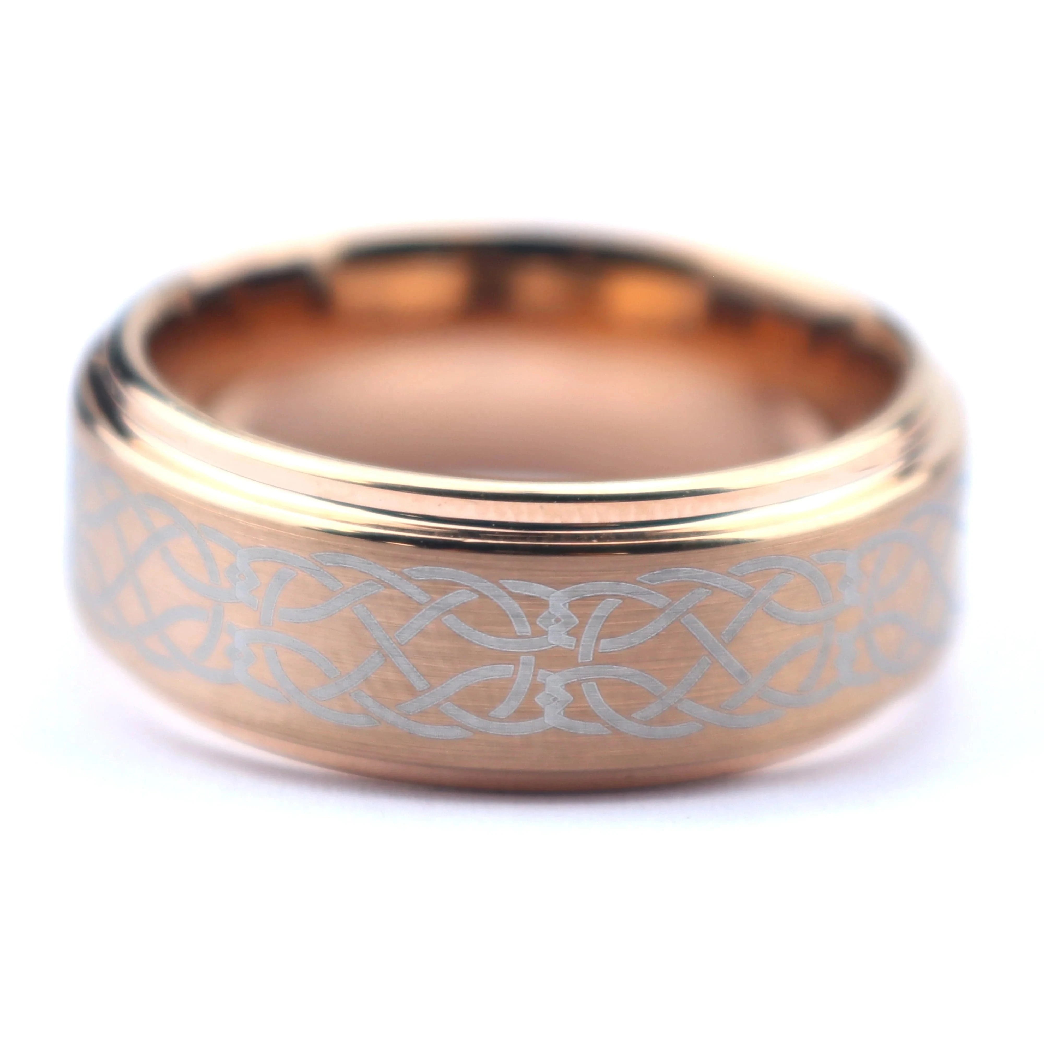 Ring 10. POYA Celtic Knot Ring Men's Tungsten Ring Celtic Wedding Band Rose Gold Plated Unisex Irish Ring Horaclek