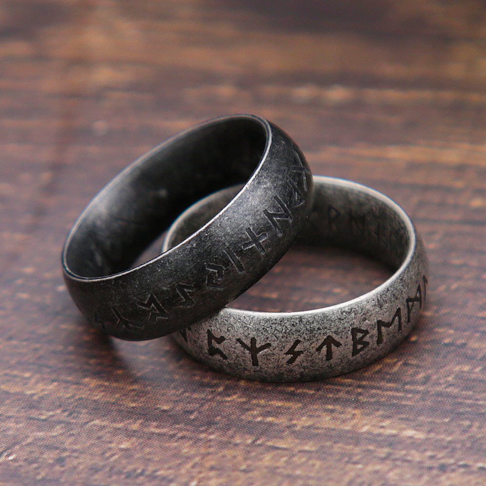 Ring 12. Fashion Retro Viking Rune Ring for Men Women 316L Stainless Steel Odin Letter Rings Couple Simple Amulet Jewelry Gifts Wholesale Horaclek