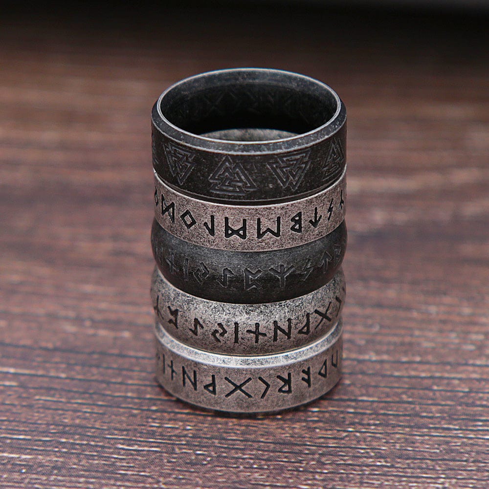 Ring 12. Fashion Retro Viking Rune Ring for Men Women 316L Stainless Steel Odin Letter Rings Couple Simple Amulet Jewelry Gifts Wholesale Horaclek