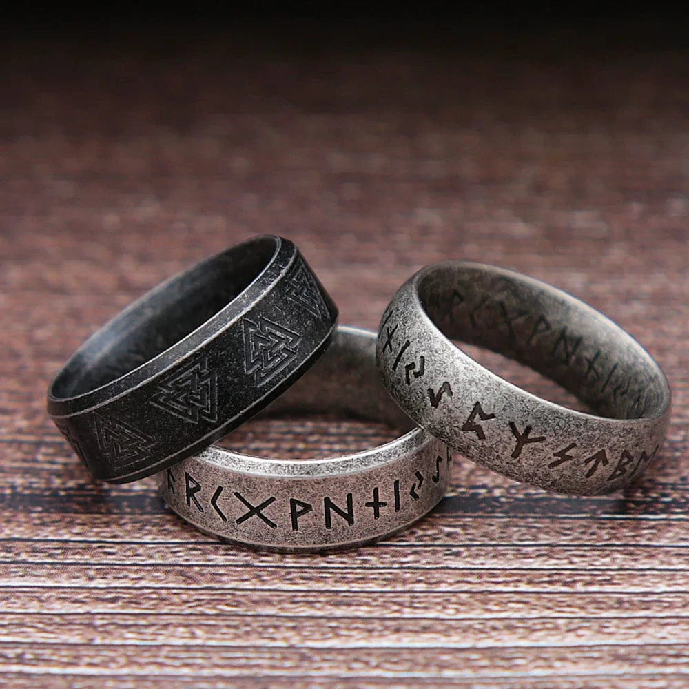 Ring 12. Fashion Retro Viking Rune Ring for Men Women 316L Stainless Steel Odin Letter Rings Couple Simple Amulet Jewelry Gifts Wholesale Horaclek