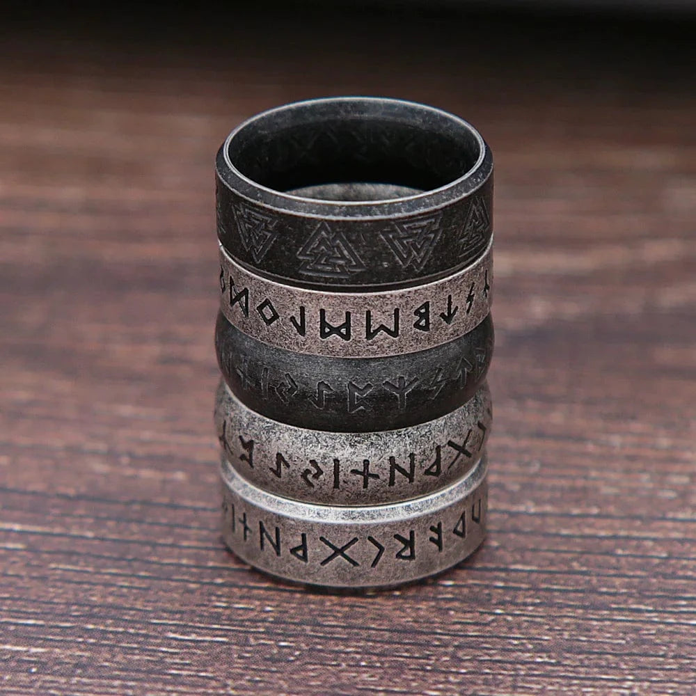 Ring 12. Fashion Retro Viking Rune Ring for Men Women 316L Stainless Steel Odin Letter Rings Couple Simple Amulet Jewelry Gifts Wholesale Horaclek