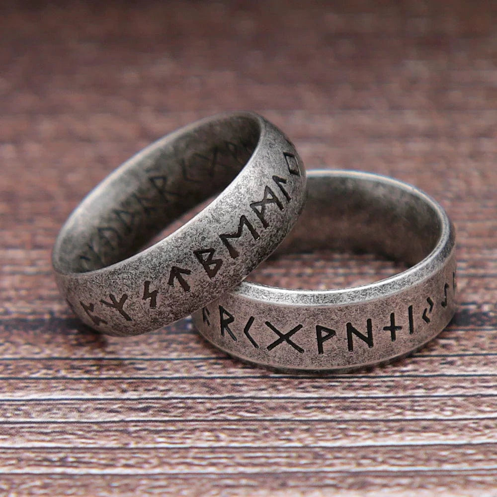 Ring 12. Fashion Retro Viking Rune Ring for Men Women 316L Stainless Steel Odin Letter Rings Couple Simple Amulet Jewelry Gifts Wholesale Horaclek