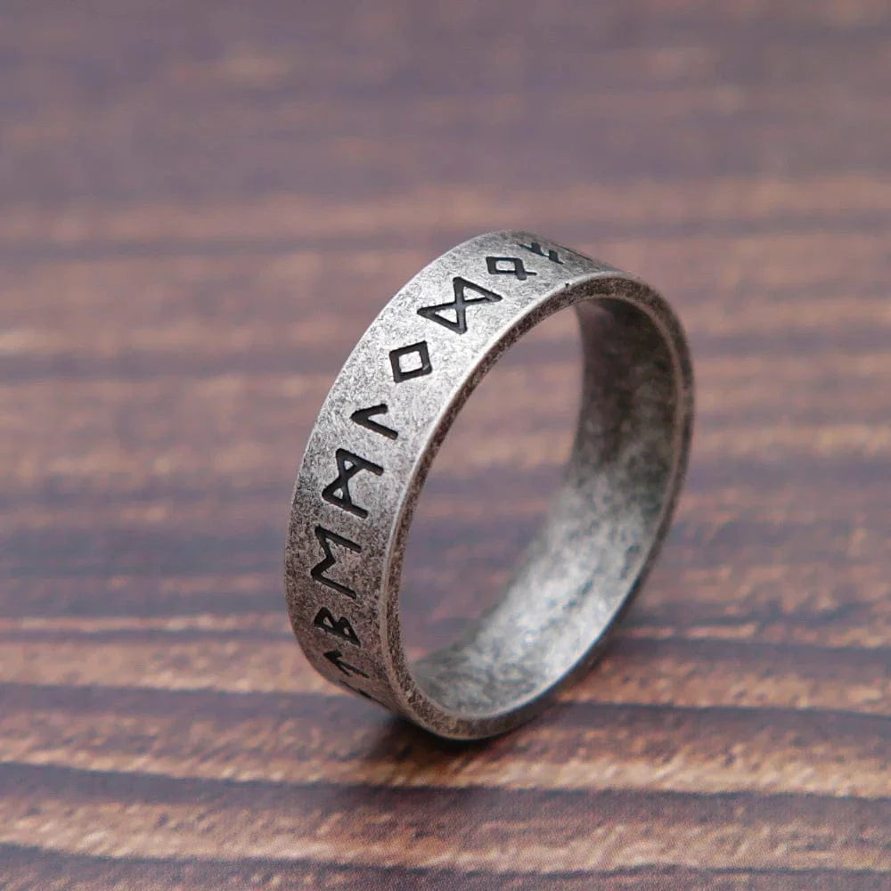 Ring 12. Fashion Retro Viking Rune Ring for Men Women 316L Stainless Steel Odin Letter Rings Couple Simple Amulet Jewelry Gifts Wholesale Style B / 11 Horaclek