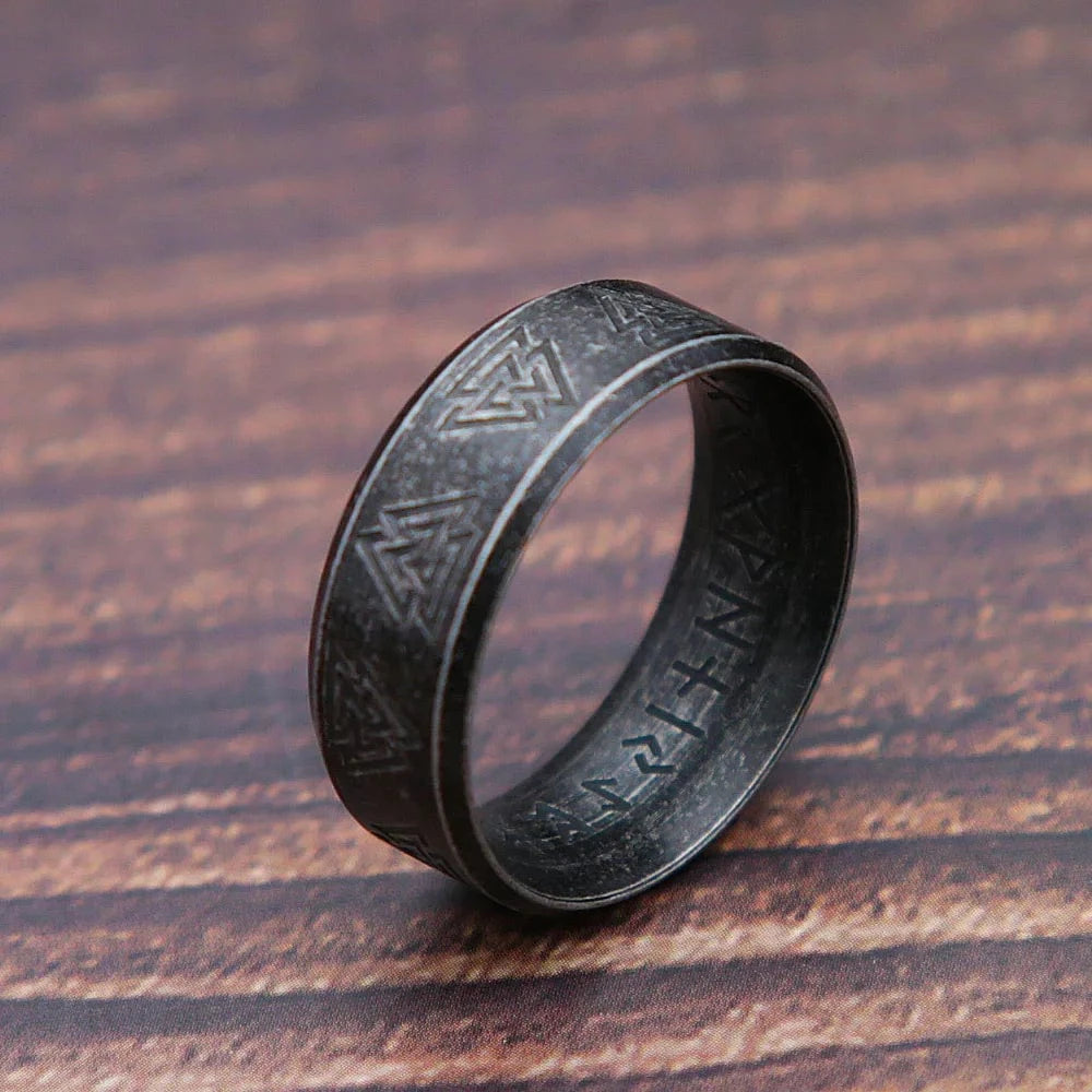 Ring 12. Fashion Retro Viking Rune Ring for Men Women 316L Stainless Steel Odin Letter Rings Couple Simple Amulet Jewelry Gifts Wholesale Style D / 12 Horaclek