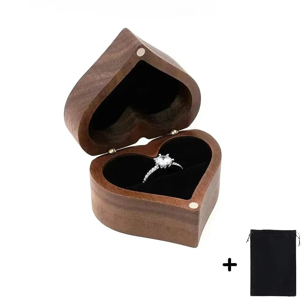 Ring 13. Free Customize Wedding Ring Box With Bag Heart Shape Personalized Custom Wood Ring Box Engagement Ring Boxs Christmas Gifts 1 slot - Black / Logo(send to seller) Horaclek