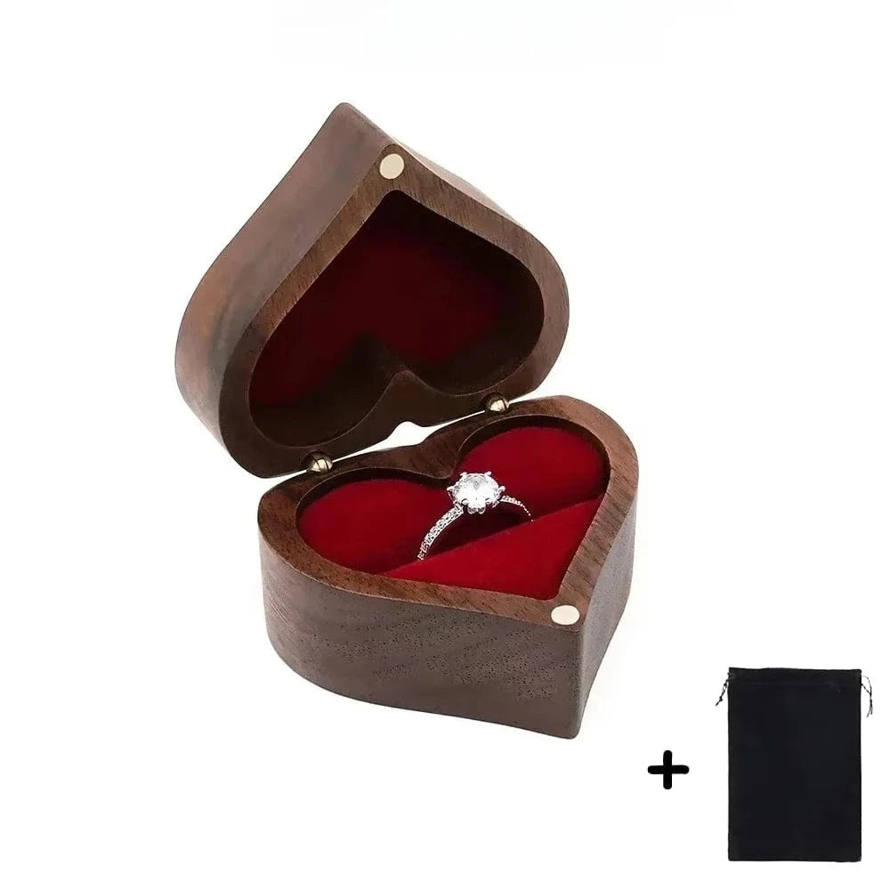 Ring 13. Free Customize Wedding Ring Box With Bag Heart Shape Personalized Custom Wood Ring Box Engagement Ring Boxs Christmas Gifts 1 slot - Red / Logo(send to seller) Horaclek