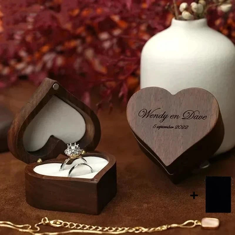 Ring 13. Free Customize Wedding Ring Box With Bag Heart Shape Personalized Custom Wood Ring Box Engagement Ring Boxs Christmas Gifts Horaclek