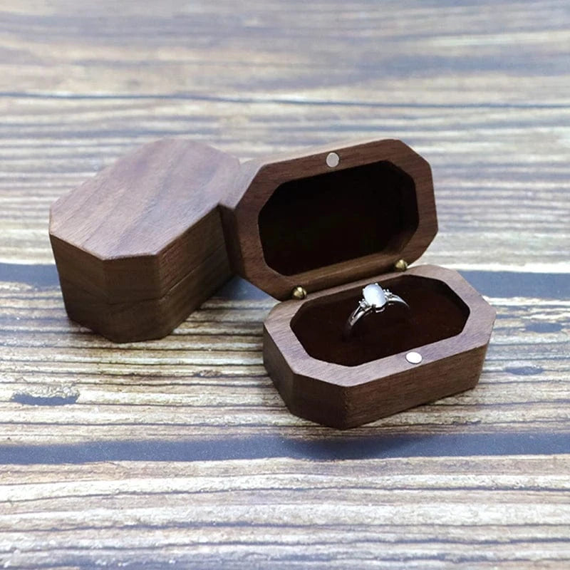 Ring 14. Vintage Black Walnut Wood Jewelry Box Ring Earrings Ring Jewelry Box Wedding Ring Box A Horaclek