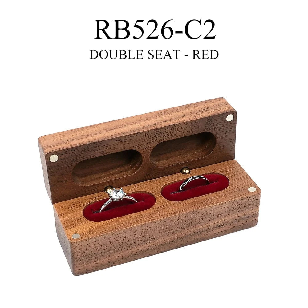 Ring 17.Walnut Wooden Ring Box diamond Pendant Neckl ace Ring earring Gift Display Packaging Case with Colors organizer joyero storage RB526-C2 RED / NAME ENGRAVING Horaclek