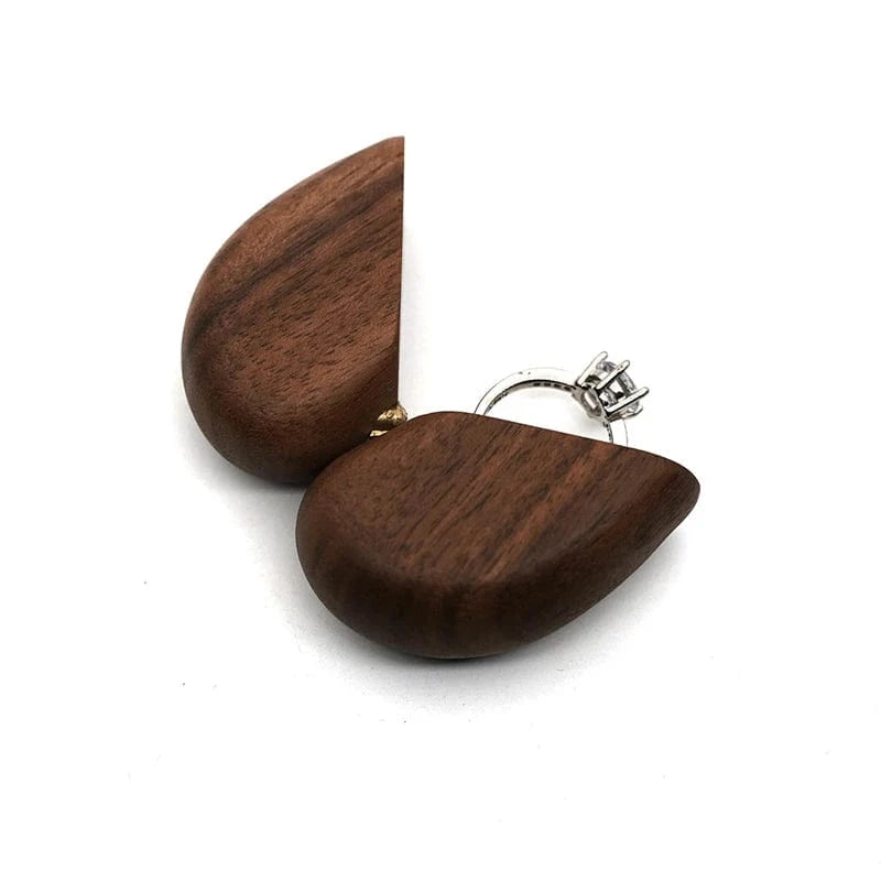 Ring 18. Heart-shaped Ring Box Walnut Wood Proposal Wedding Valentine Rings Storage Free Engraving Logo Personalized Customized Gift Horaclek