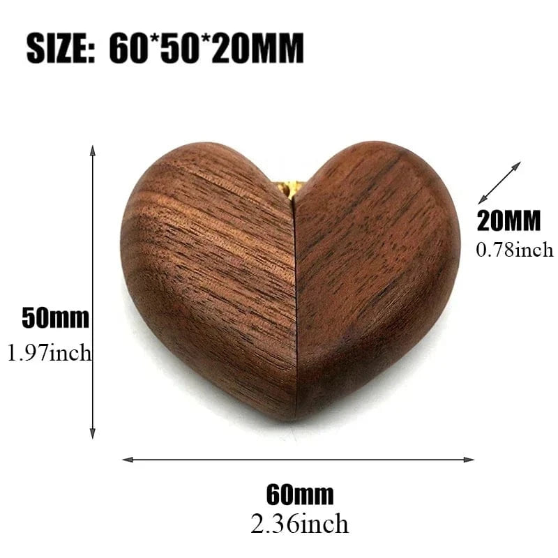 Ring 18. Heart-shaped Ring Box Walnut Wood Proposal Wedding Valentine Rings Storage Free Engraving Logo Personalized Customized Gift Horaclek