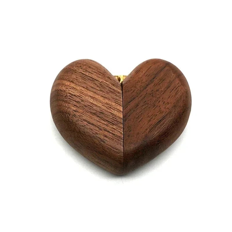 Ring 18. Heart-shaped Ring Box Walnut Wood Proposal Wedding Valentine Rings Storage Free Engraving Logo Personalized Customized Gift 2.36x1.97x0.78inch / LOGO-free engraving Horaclek