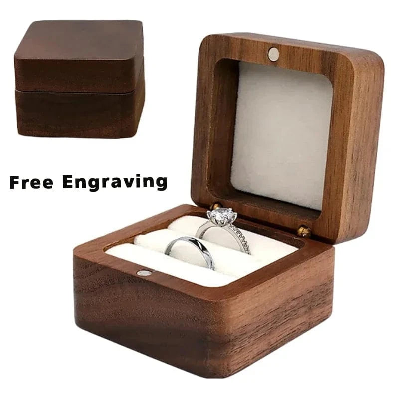 Ring 20. 1PCS Free Custom Name Walnut Wooden Ring Box Personalized Wedding Anniversary Gift Walnut Wood Engagement Wedding Rings Box Gift Horaclek