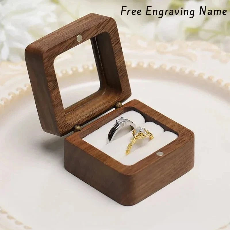 Ring 20. 1PCS Free Custom Name Walnut Wooden Ring Box Personalized Wedding Anniversary Gift Walnut Wood Engagement Wedding Rings Box Gift Horaclek