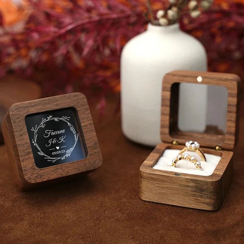 Ring 20. 1PCS Free Custom Name Walnut Wooden Ring Box Personalized Wedding Anniversary Gift Walnut Wood Engagement Wedding Rings Box Gift Horaclek