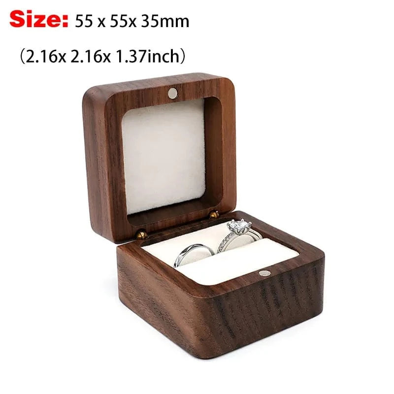Ring 20. 1PCS Free Custom Name Walnut Wooden Ring Box Personalized Wedding Anniversary Gift Walnut Wood Engagement Wedding Rings Box Gift A-1-White / ENGRAVING NAME Horaclek