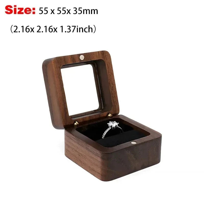 Ring 20. 1PCS Free Custom Name Walnut Wooden Ring Box Personalized Wedding Anniversary Gift Walnut Wood Engagement Wedding Rings Box Gift B-1-Black / ENGRAVING NAME Horaclek