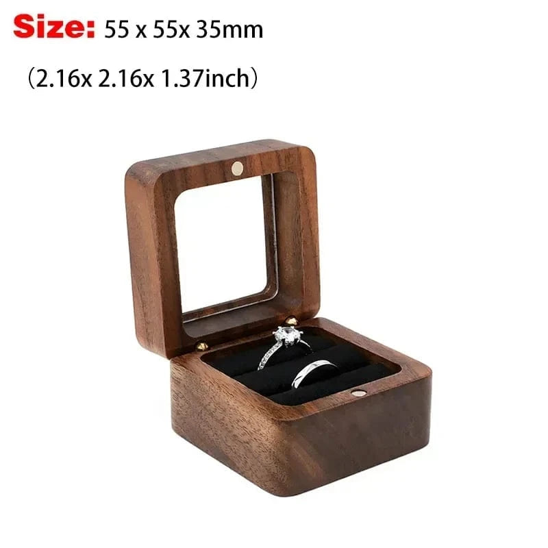 Ring 20. 1PCS Free Custom Name Walnut Wooden Ring Box Personalized Wedding Anniversary Gift Walnut Wood Engagement Wedding Rings Box Gift B-2-Black / ENGRAVING NAME Horaclek