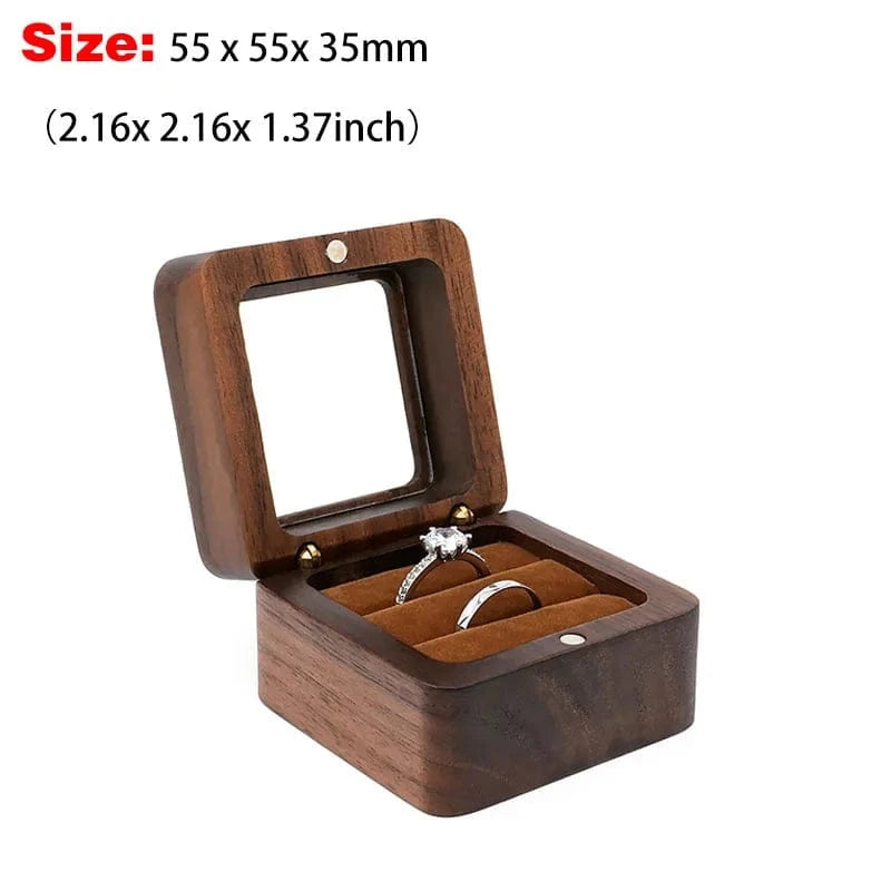 Ring 20. 1PCS Free Custom Name Walnut Wooden Ring Box Personalized Wedding Anniversary Gift Walnut Wood Engagement Wedding Rings Box Gift B-2-Brown / ENGRAVING NAME Horaclek