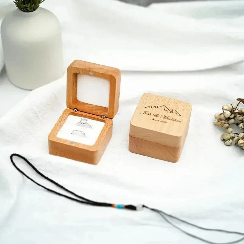 Ring 22. Free Custom Wood Ring Box Engagement Wedding Ceremony Storage Proposal Portable Gifts Bead Case Rustic Wedding Gift for lovers Horaclek