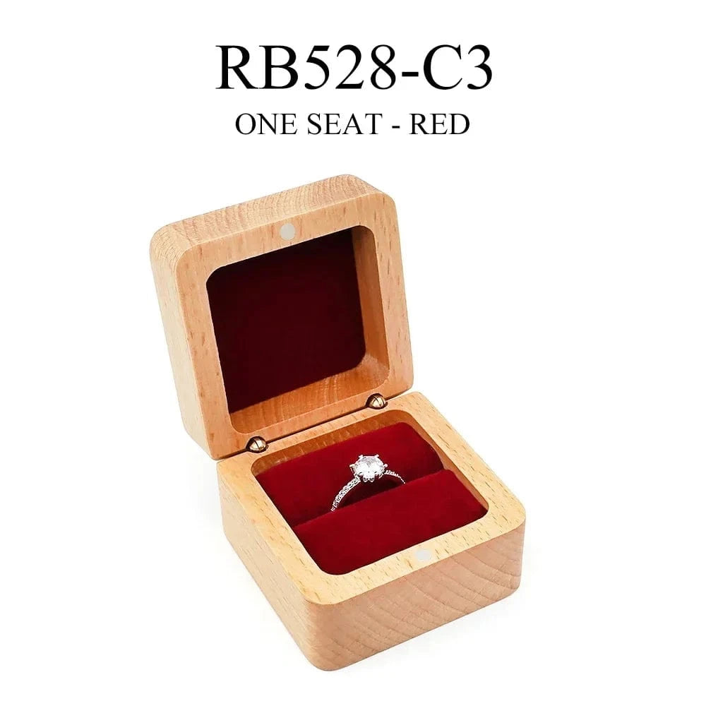 Ring 22. Free Custom Wood Ring Box Engagement Wedding Ceremony Storage Proposal Portable Gifts Bead Case Rustic Wedding Gift for lovers A-1-Red / Need Custom Horaclek
