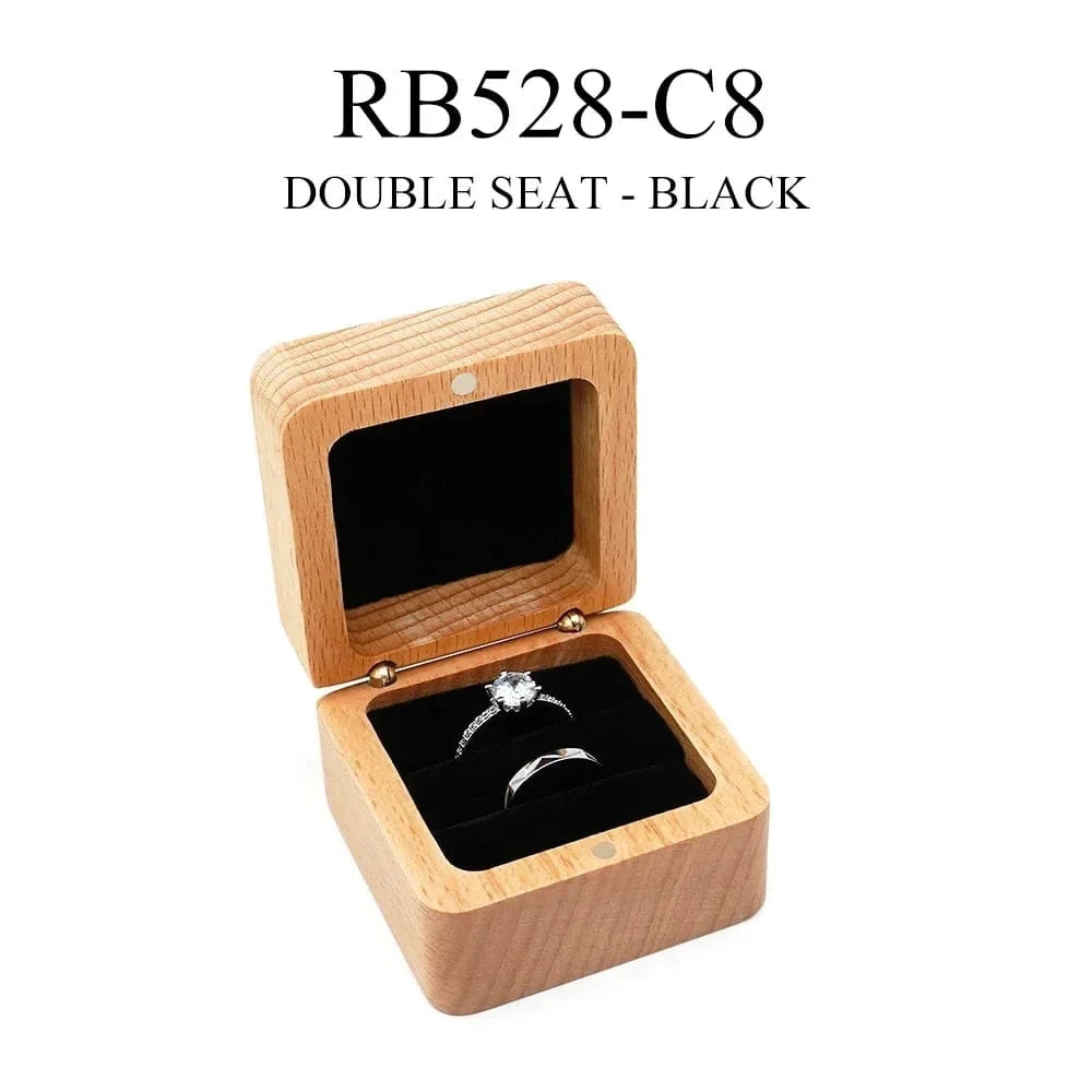 Ring 22. Free Custom Wood Ring Box Engagement Wedding Ceremony Storage Proposal Portable Gifts Bead Case Rustic Wedding Gift for lovers A-2-Black / Need Custom Horaclek