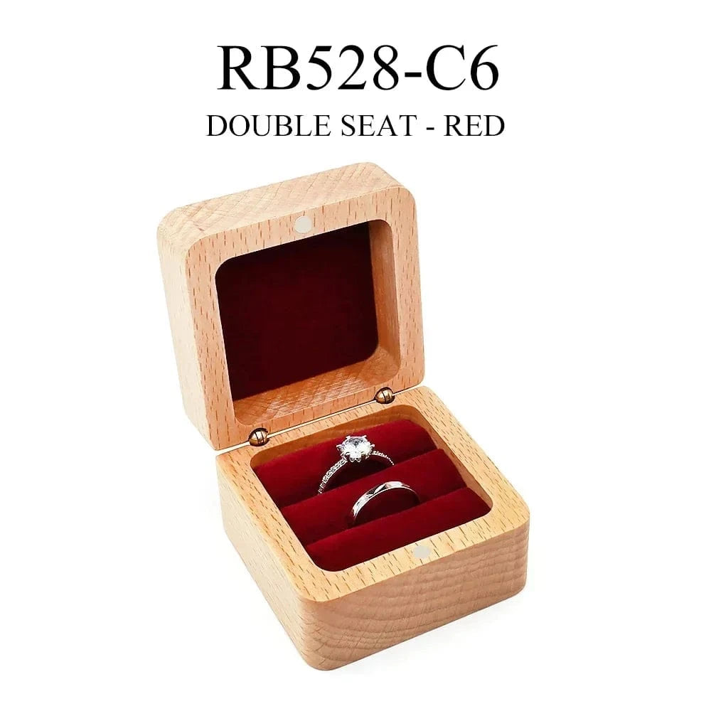 Ring 22. Free Custom Wood Ring Box Engagement Wedding Ceremony Storage Proposal Portable Gifts Bead Case Rustic Wedding Gift for lovers A-2-Red / Need Custom Horaclek