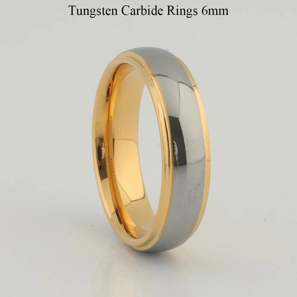 Ring 24. Latest High Quality 18k Gold Plated Tungsten Jewelry Anniverary Wedding Couples Rings for Men And women wholesale price APVF585Y 6MM / 12 Horaclek