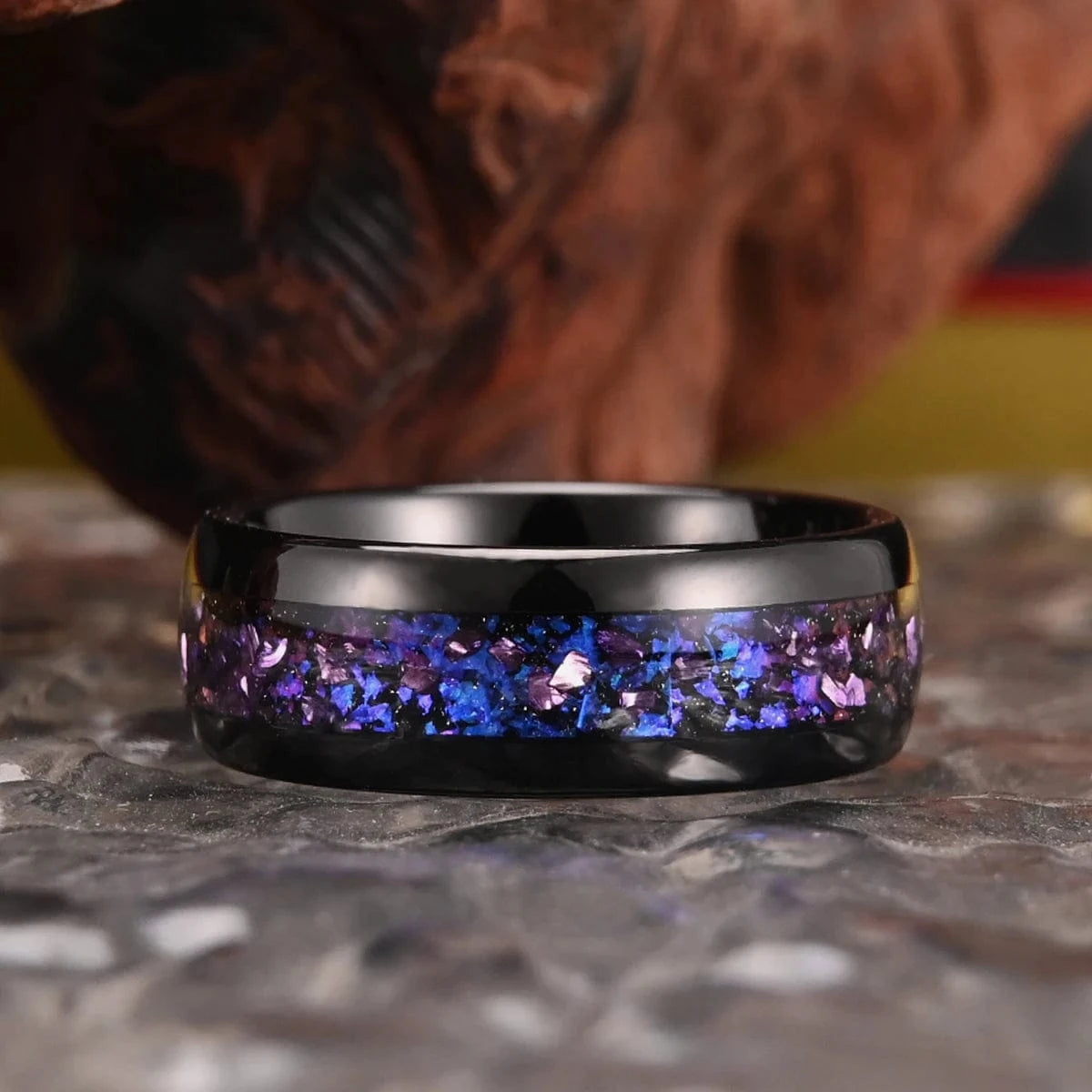 Ring 3. 8mm/4mm Amethyst Nebula Tungsten Carbide Ring, Wedding Engagement Ring for Men and Women, Comfortable Fit Jewelry Gift Horaclek