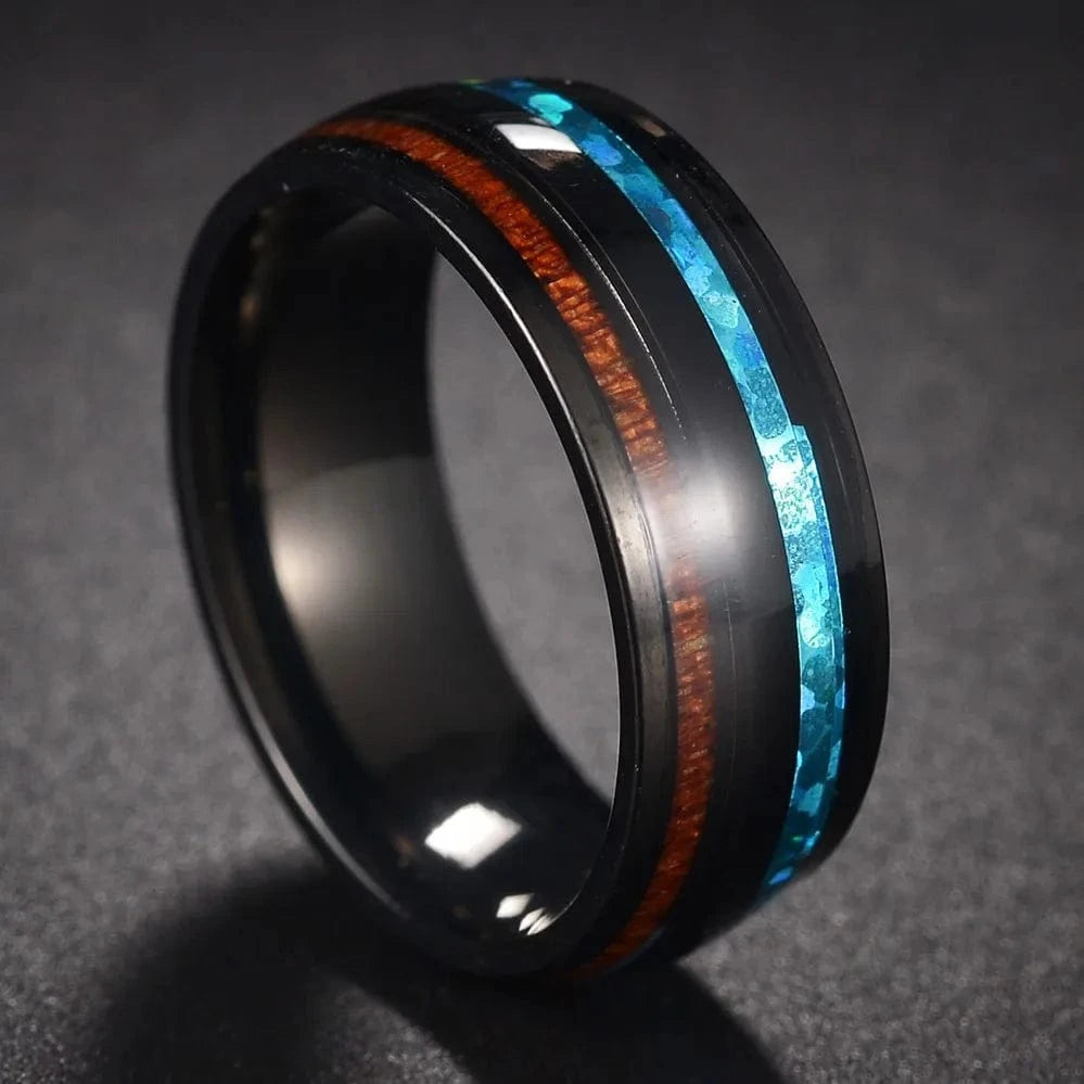 Ring 5. Fashion New 8mm Simple Men Ring Smooth Stainless Steel Blue Charms Rings Women's Couple Jewelry Gift Dropshipping Horaclek