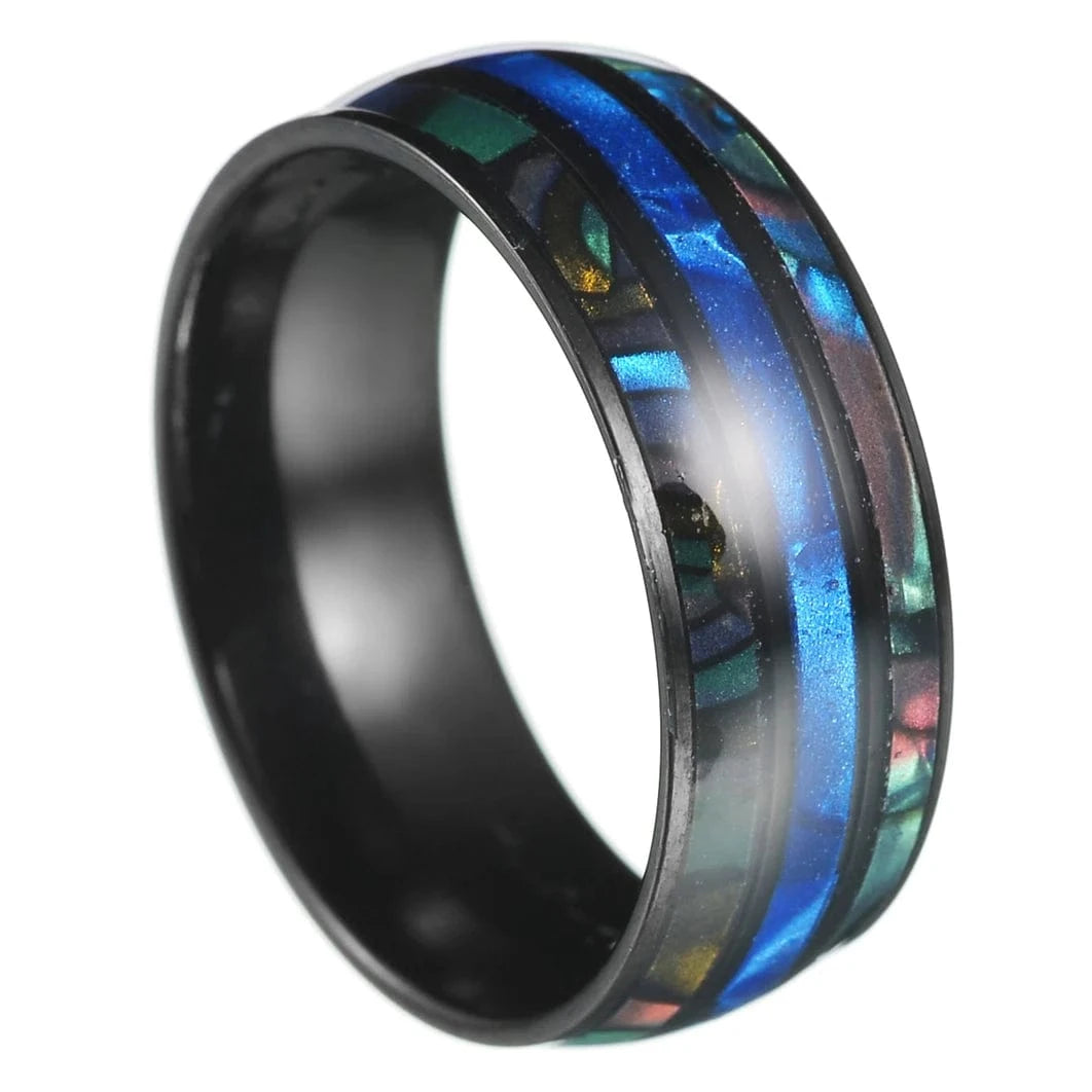 Ring 5. Fashion New 8mm Simple Men Ring Smooth Stainless Steel Blue Charms Rings Women's Couple Jewelry Gift Dropshipping Horaclek