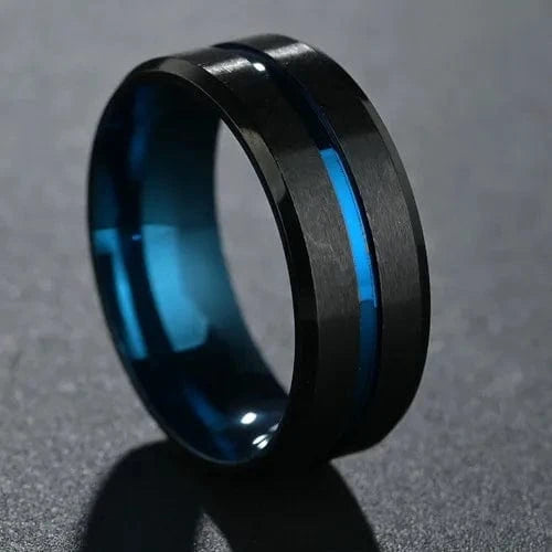 Ring 5. Fashion New 8mm Simple Men Ring Smooth Stainless Steel Blue Charms Rings Women's Couple Jewelry Gift Dropshipping Horaclek