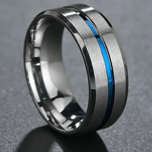 Ring 5. Fashion New 8mm Simple Men Ring Smooth Stainless Steel Blue Charms Rings Women's Couple Jewelry Gift Dropshipping Horaclek