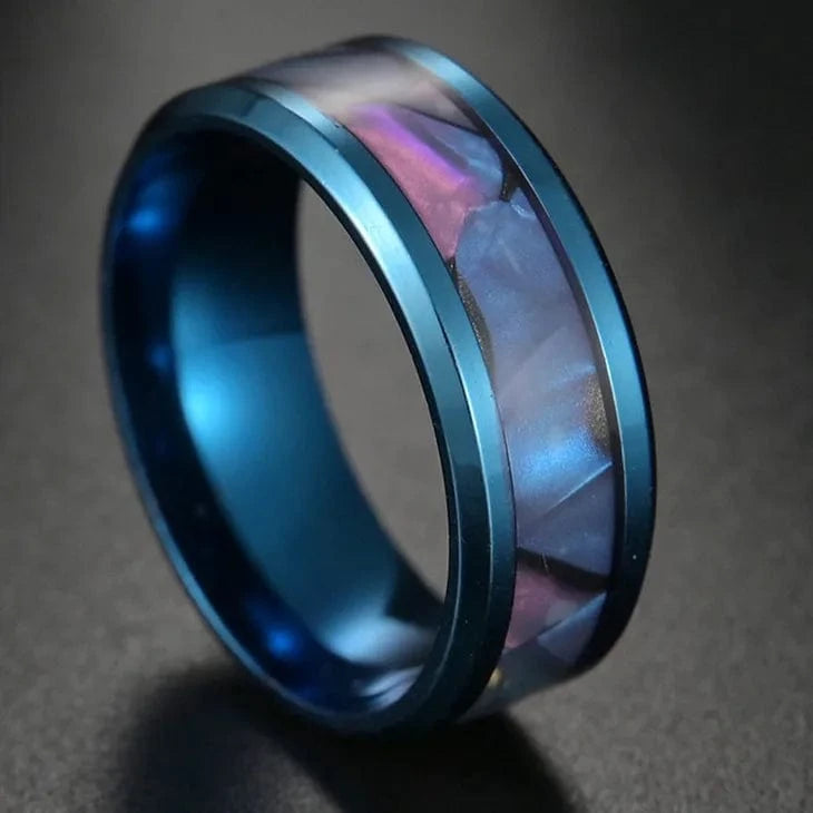 Ring 5. Fashion New 8mm Simple Men Ring Smooth Stainless Steel Blue Charms Rings Women's Couple Jewelry Gift Dropshipping Horaclek