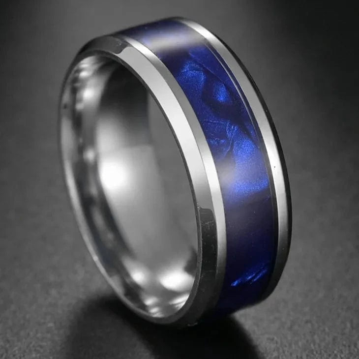 Ring 5. Fashion New 8mm Simple Men Ring Smooth Stainless Steel Blue Charms Rings Women's Couple Jewelry Gift Dropshipping 55R8 / 10 Horaclek