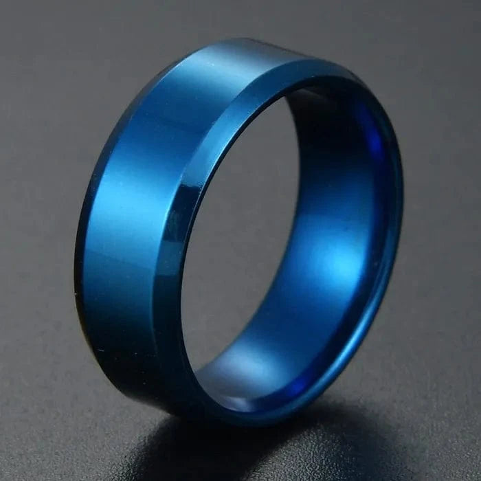 Ring 5. Fashion New 8mm Simple Men Ring Smooth Stainless Steel Blue Charms Rings Women's Couple Jewelry Gift Dropshipping 63R3 / 10 Horaclek