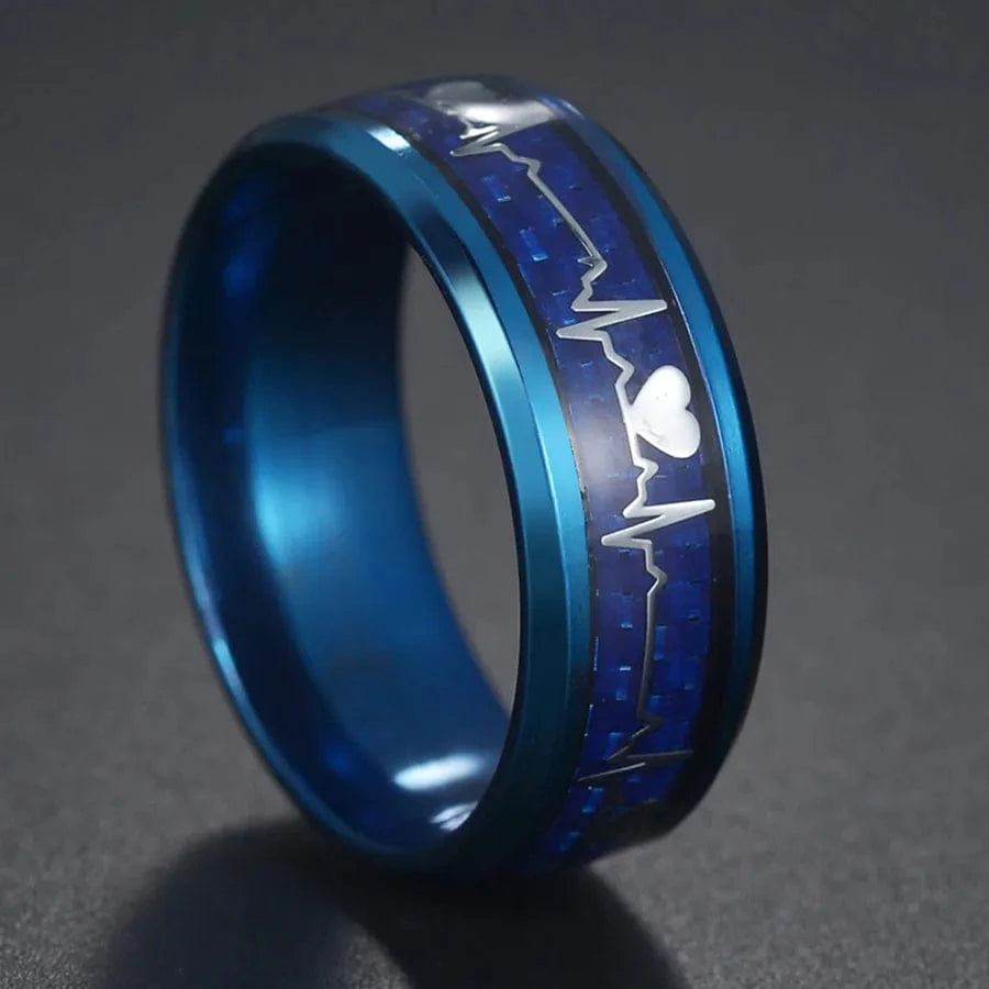 Ring 5. Fashion New 8mm Simple Men Ring Smooth Stainless Steel Blue Charms Rings Women's Couple Jewelry Gift Dropshipping 96R12 / 10 Horaclek