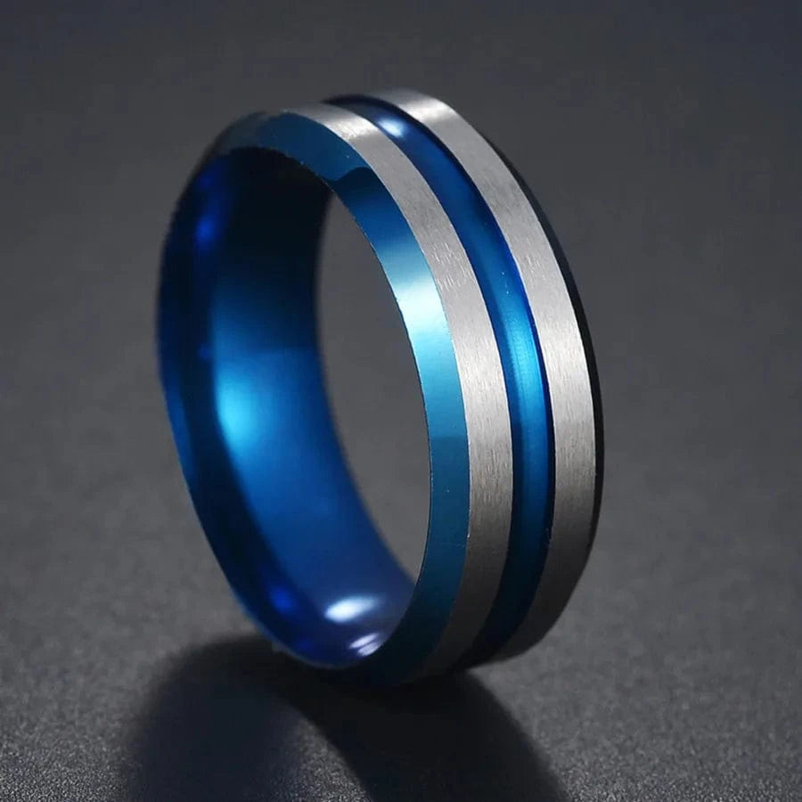 Ring 5. Fashion New 8mm Simple Men Ring Smooth Stainless Steel Blue Charms Rings Women's Couple Jewelry Gift Dropshipping 96R14 / 10 Horaclek