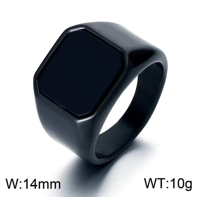 Ring 8. Vintage Square Black Onyx and Amberstone Lapis Lazuli Ring for Men Stainless Steel Wedding Engagement Party Anniversary Gift Horaclek