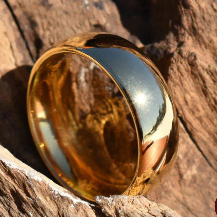 Ring High Polished 8mm Gold Tungsten Ring My Store