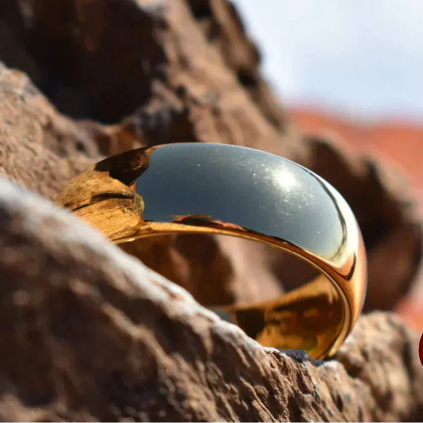 Ring High Polished 8mm Gold Tungsten Ring My Store