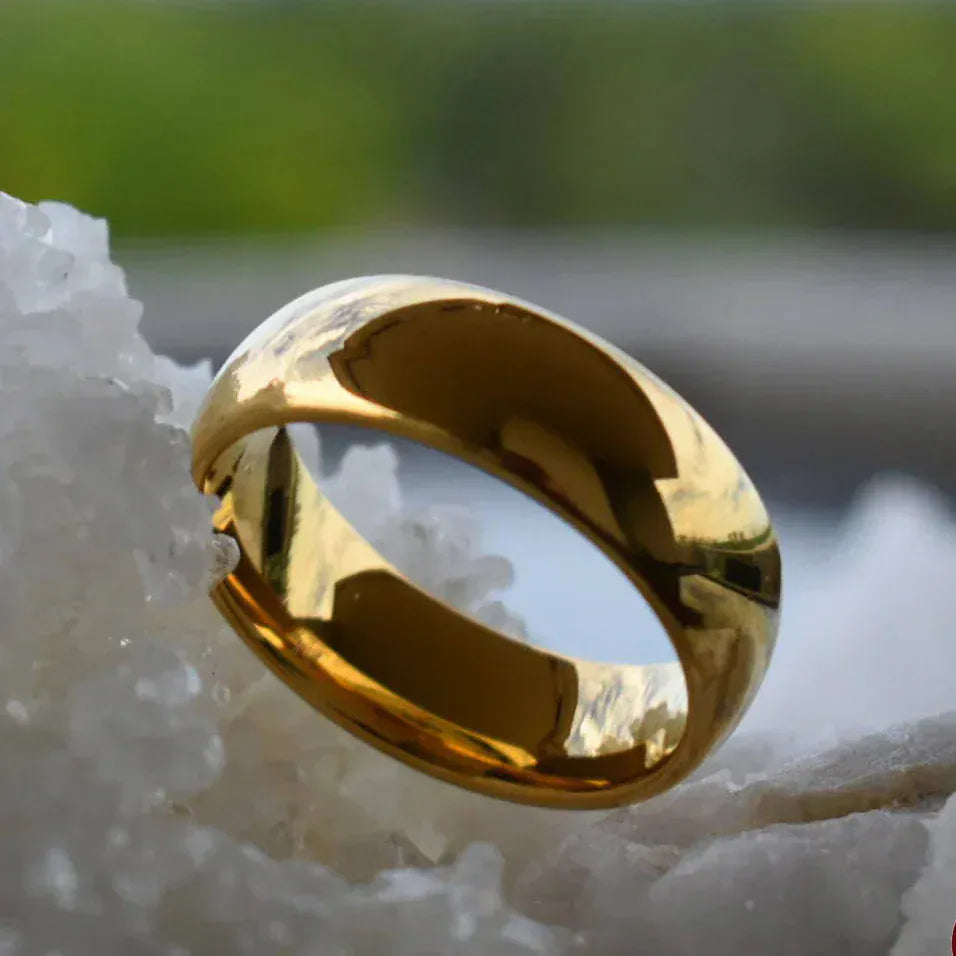 Ring High Polished 8mm Gold Tungsten Ring My Store