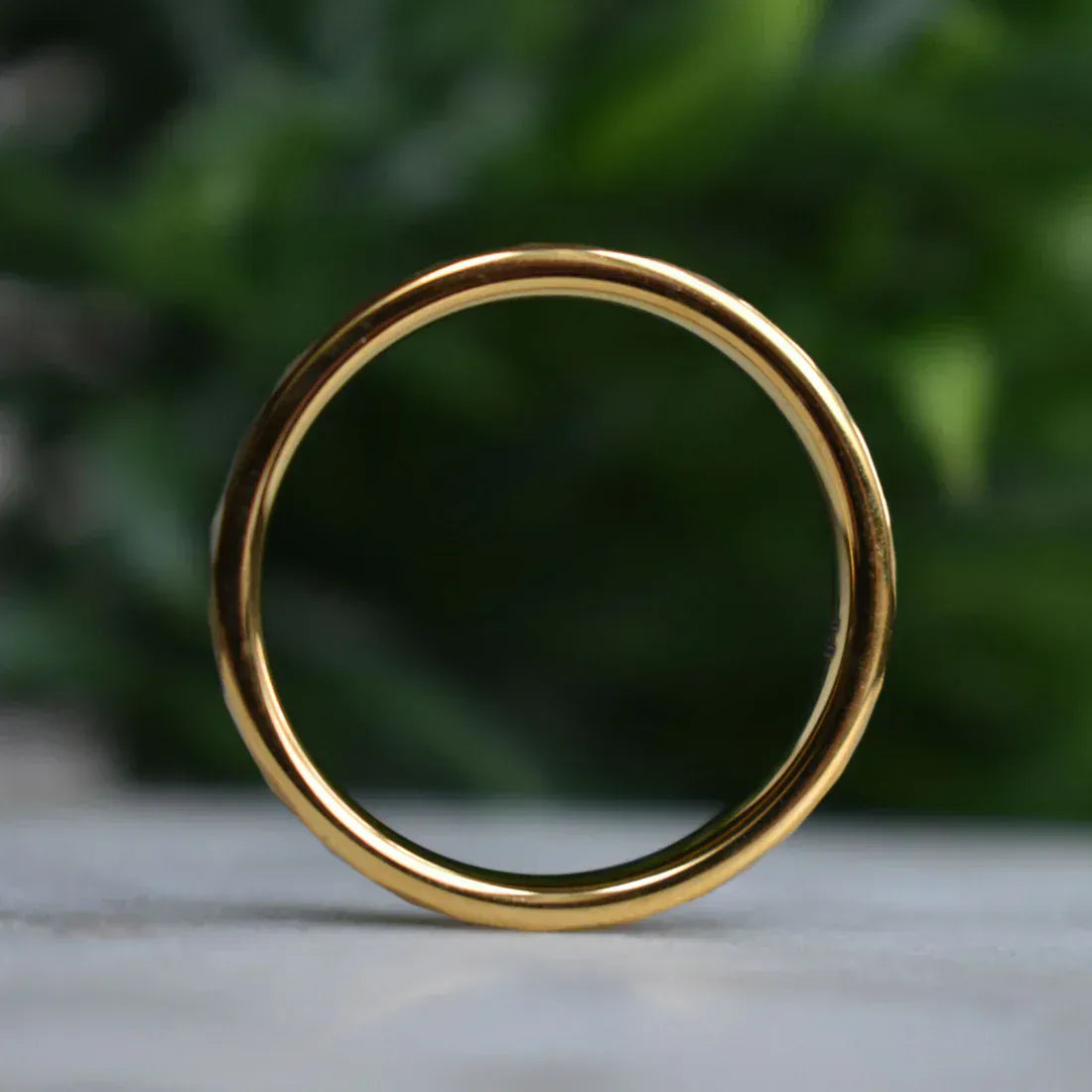 Ring Tungsten 4mm Hammered Gold Ring with Malachite Inlay My Store