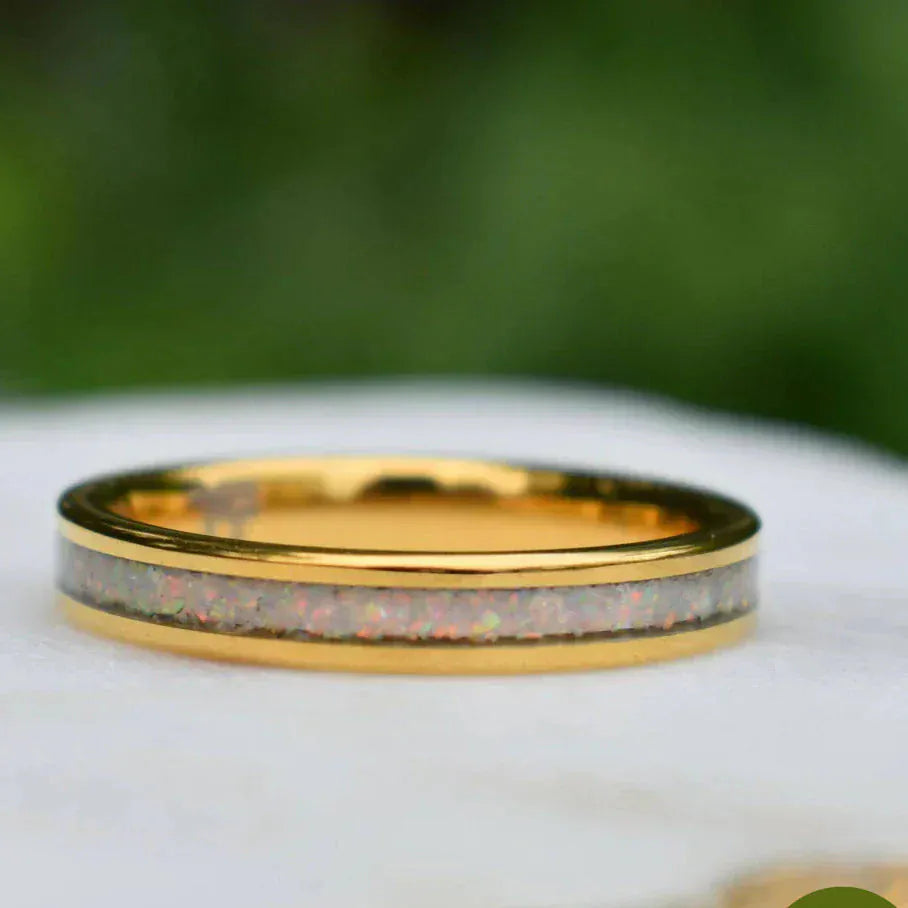 Ring Tungsten Gold Opal Ring 4mm My Store