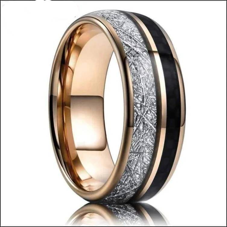 Ring Wolframcarbid Rosegold Unisex Ehering mit Carbon My Store Tungsten