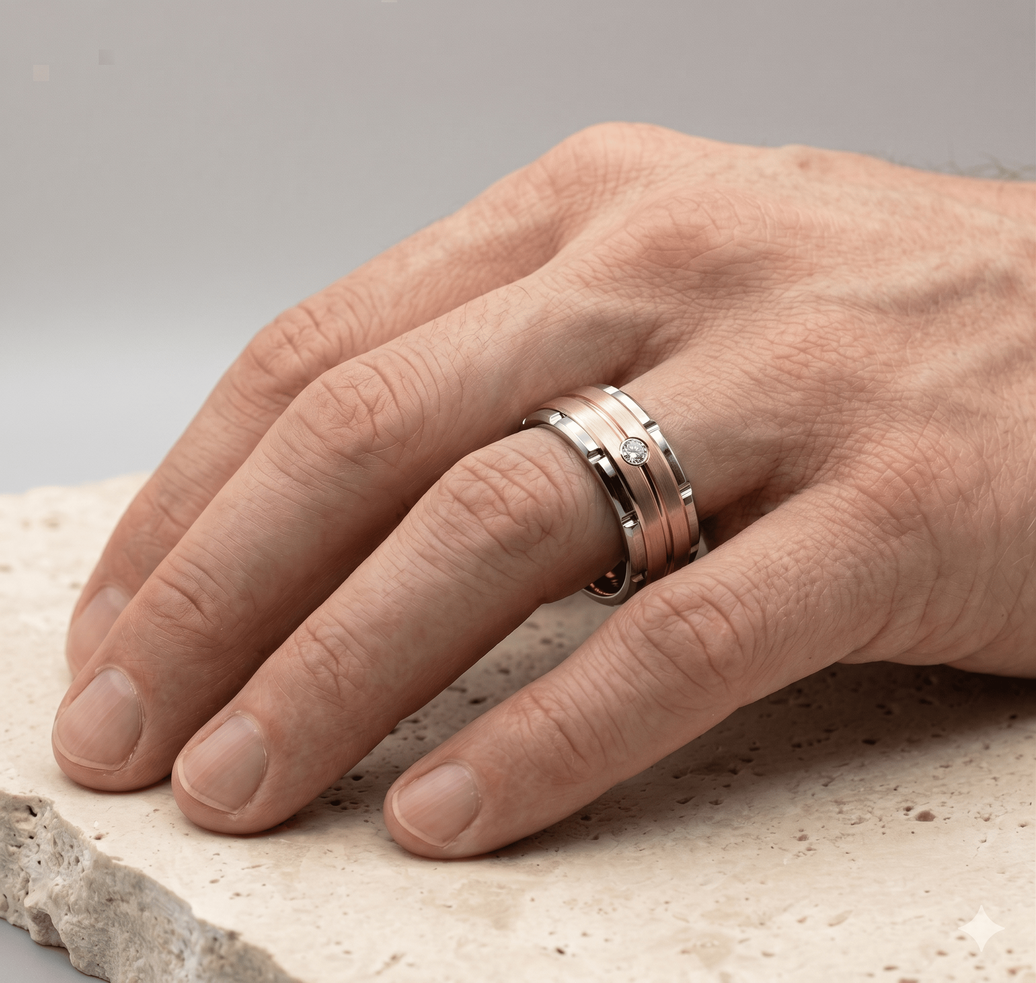 Ring 8mm Wolfram Rosegold-Beschichtung gebürstete Oberfläche mit Weiß My Store Tungsten