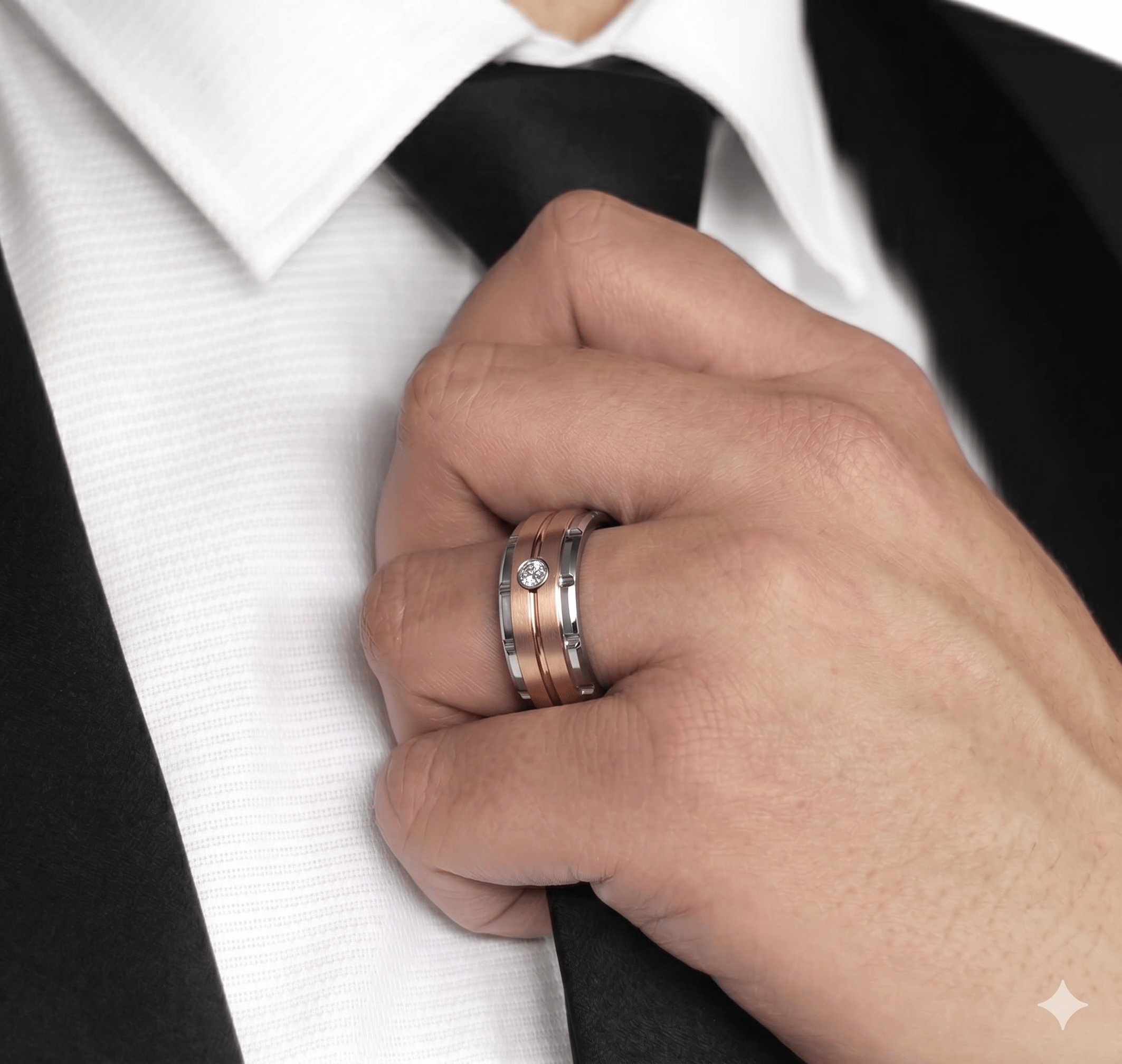 Ring 8mm Wolfram Rosegold-Beschichtung gebürstete Oberfläche mit Weiß My Store Tungsten